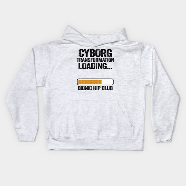 Cyborg Transformation Bionic Hip Club Hip Replacement Surgery Kids Hoodie by Kuehni